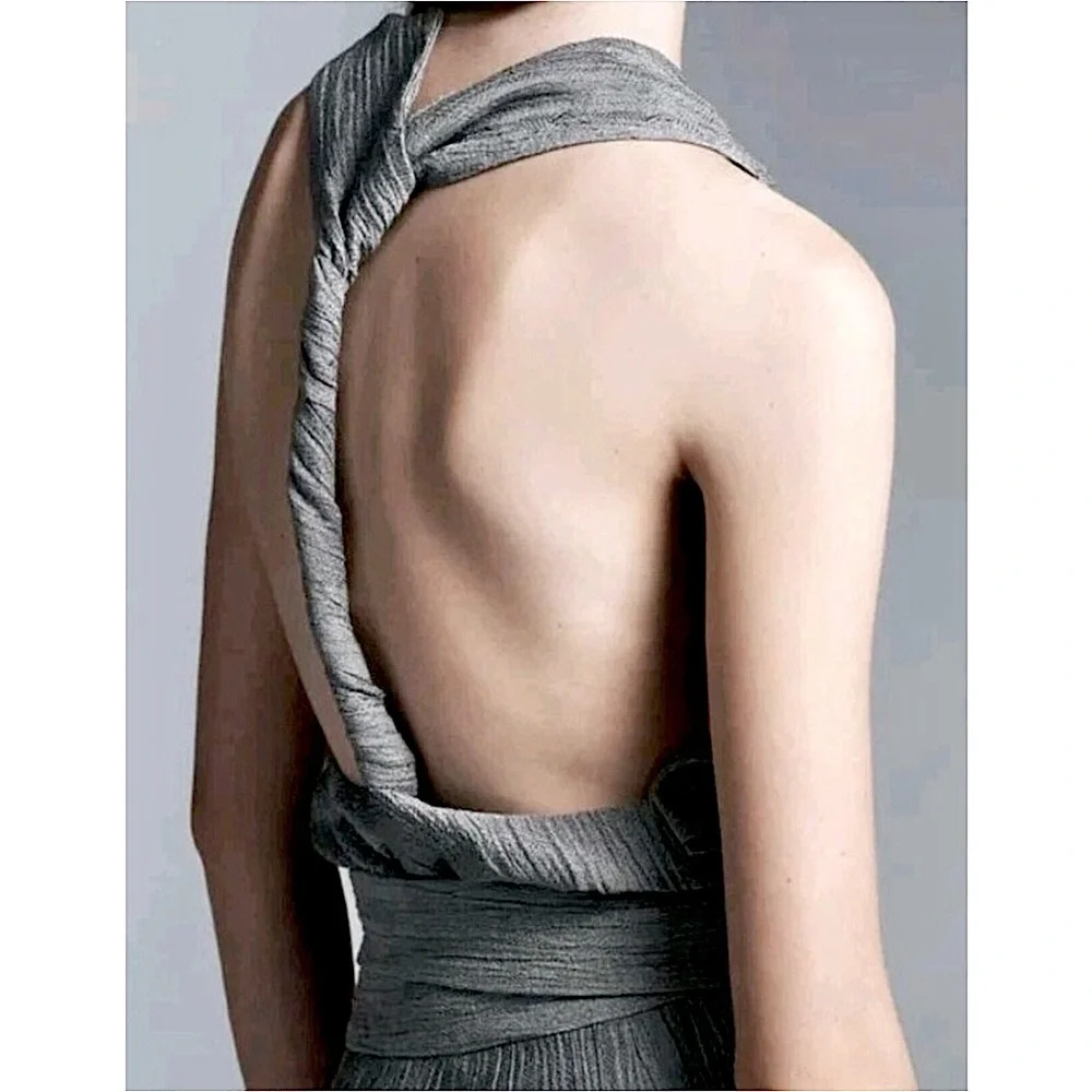 Zara Backless Crinkle Textured Twist Back Top